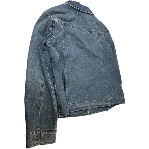 Vtg LL Bean Women's Denim Jacket Plaid Lined Shacket Blue Button Up Large 0 YR85 - Picture 2 of 9